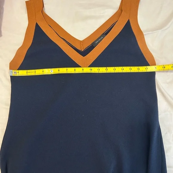 Like new Ann Taylor Navy Maxi Dress with Tan Trim size M - Picture 7 of 8